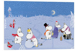 Foam board print The Moomins are playing in the snow