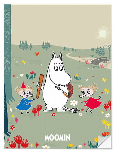 Selvklæbende plakat Moomintroll with Thingumy and Bob