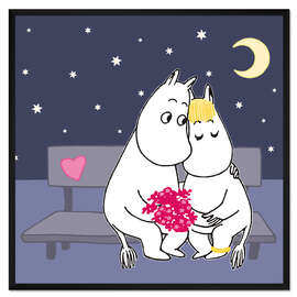 Gerahmter Kunstdruck Mumin Mondschein-Rendezvous