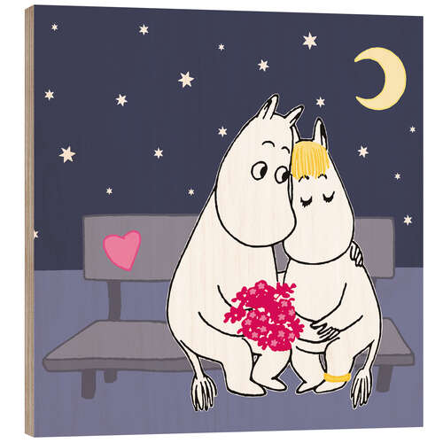 Wood print Moomin Moonlight Rendezvous