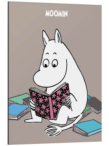 Tableau en aluminium Moomintroll reading books