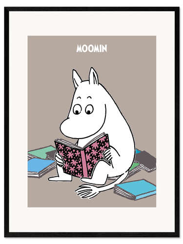 Plakat artystyczny premium w ramie Moomintroll reading books