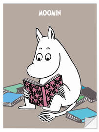 Selvklebende plakat Moomintroll reading books