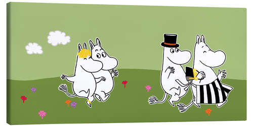 Canvas print Moomins walking on the meadows