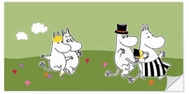 Selvklebende plakat Moomins walking on the meadows