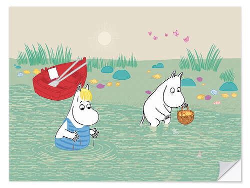 Naklejka na ścianę Snorkmaiden and Moomintroll at the lake