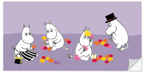 Wall sticker Moomins among colorful flowers