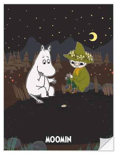 Självhäftande poster Moomintroll, Snufkin and the Melancholy