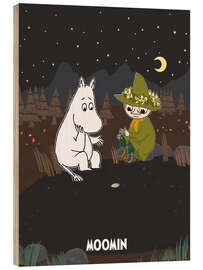 Wood print Moomintroll, Snufkin and the Melancholy