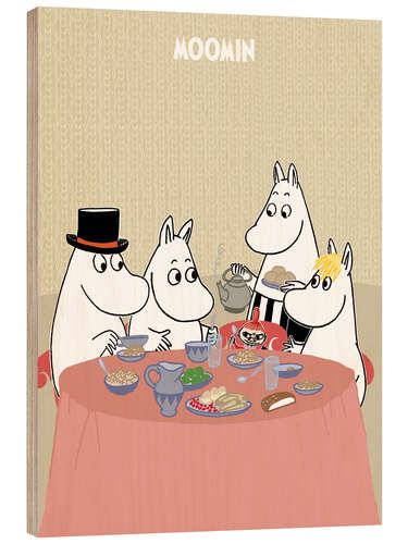 Tableau en bois At the table with the Moomins