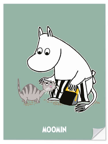 Selvklebende plakat Moominmamma with kitten