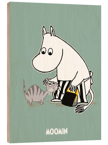 Wood print Moominmamma with kitten