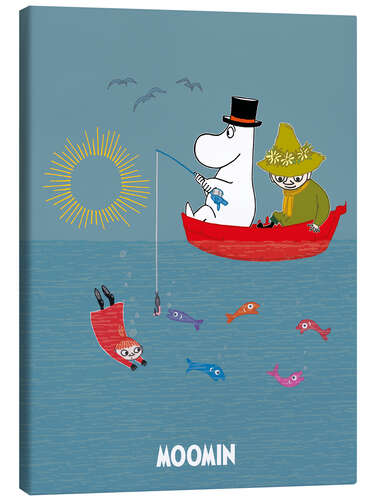 Canvas print Moominpappa and Snufkin fishing