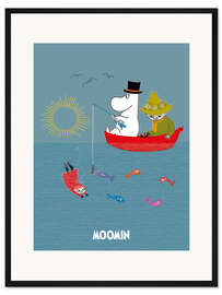 Gerahmter Kunstdruck Muminpapa und Schnupferich beim Angeln