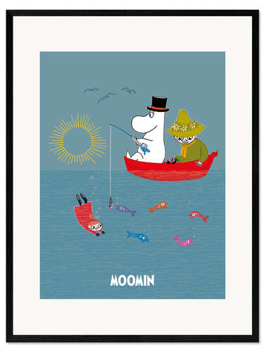 Framed art print Moominpappa and Snufkin fishing