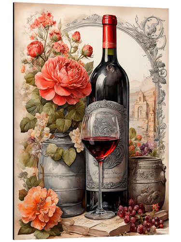 Tableau en aluminium Elegant still life with wine bottle