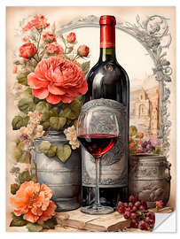 Selvklebende plakat Elegant still life with wine bottle