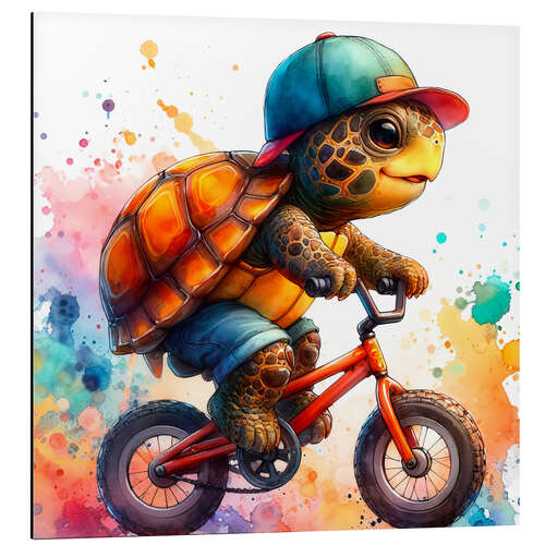 Tableau en aluminium Baby Turtle cycling