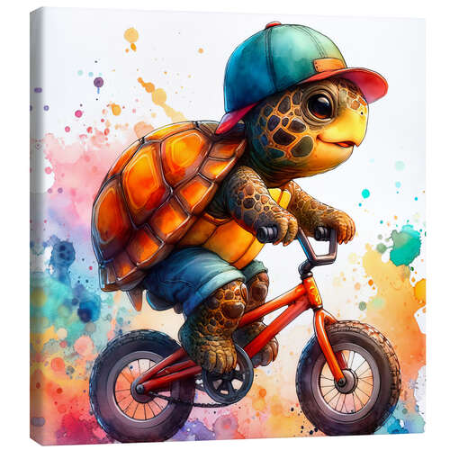 Canvas print Baby Turtle cycling