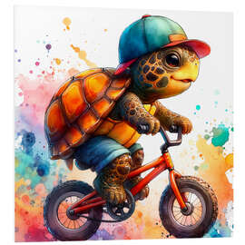 Foam board print Baby Turtle cycling