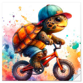 Autocolante decorativo Baby Turtle cycling