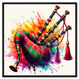 Gerahmter Kunstdruck Dudelsack in Aquarell