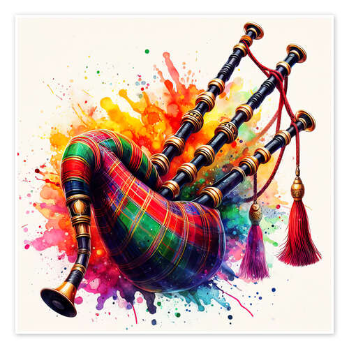 Poster Bagpipe in watercolour