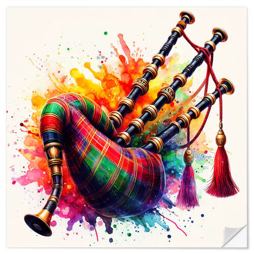 Vinilo para la pared Bagpipe in watercolour