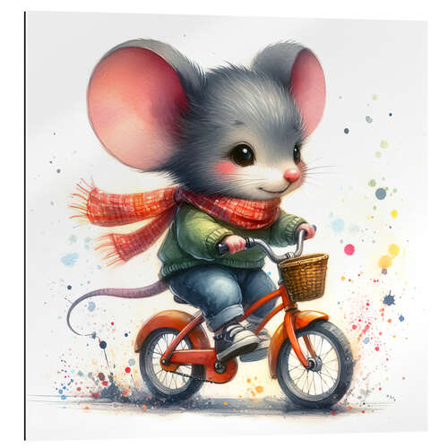 Quadro em plexi-alumínio Mouse on a bicycle