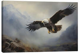 Canvas print Approach of an eagle