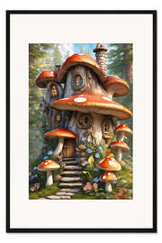 Gerahmter Kunstdruck Pilzhaus der Märchen