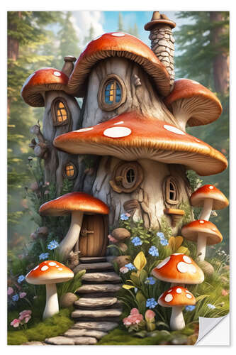 Sticker mural Fairy tale mushroom house