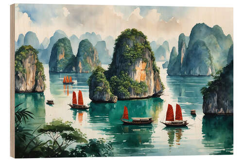 Tableau en bois Halong Bay In Vietnam