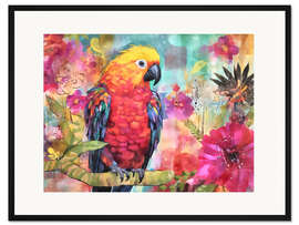 Gerahmter Kunstdruck Papageienparadies