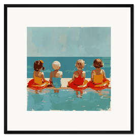 Gerahmter Kunstdruck Glückliche Zeiten im Pool