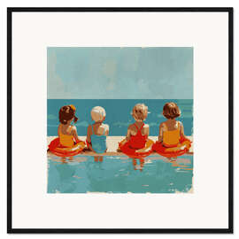Framed art print Happy Times in the Pool