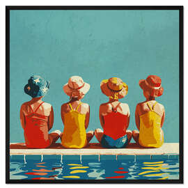 Gerahmter Kunstdruck Mädchen im Pool