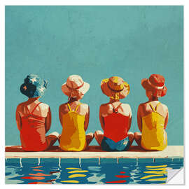 Muursticker Girls in the Pool