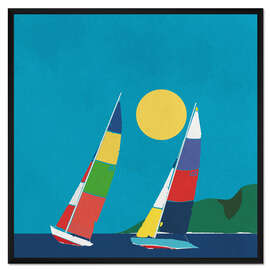 Gerahmter Kunstdruck Segeln unterhalb der Küste