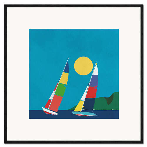 Ingelijste kunstdruk Sailing Below the Coast