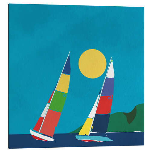 Tableau en plexi-alu Sailing Below the Coast