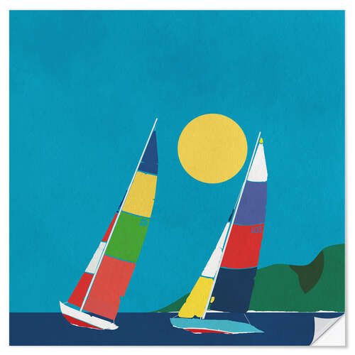 Muursticker Sailing Below the Coast