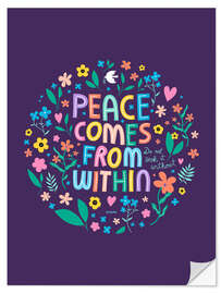 Selvklebende plakat Peace comes from within - Buddha