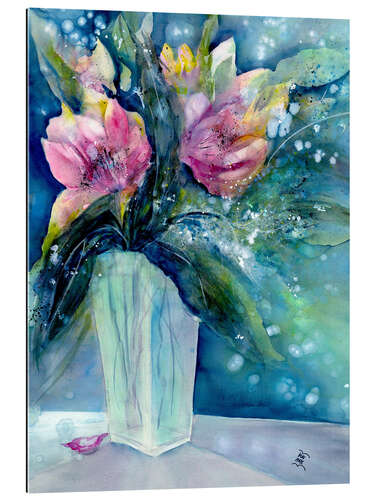 Stampa su plexi-alluminio Flower Bouquet with Pink Lilies