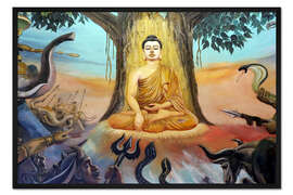 Gerahmter Kunstdruck Ba Vang buddhistischer Tempel, Leben des Buddha, Uong Bi, Vietnam