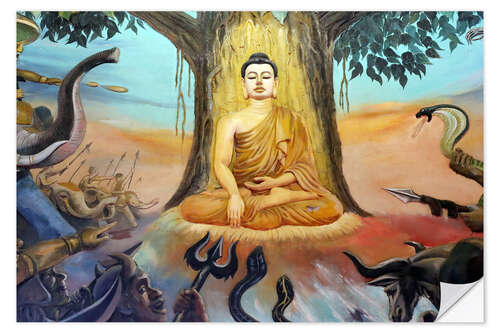 Wall sticker Ba Vang buddhist temple, Life of Buddha, Uong Bi, Vietnam