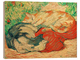 Hout print Cats on red cloth, 1910