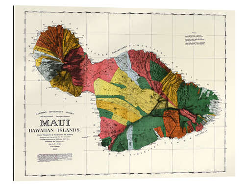 Gallery print Map of Maui, Hawaiian islands 1885