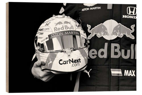 Holzbild Helm von Max Verstappen, Red Bull Racing II