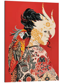 Magnettafel Papagei und Frau Pop Art